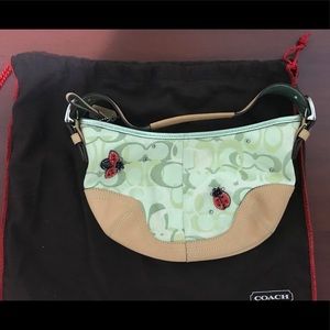 Rare Coach green ladybug bag w/ Swarovski crystals